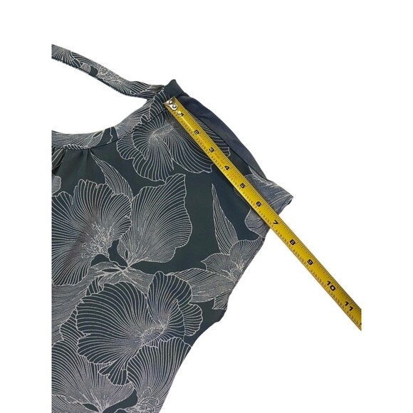 LOFT OUTLET Ann Taylor Top Women’s Floral Print Tunic Grey White Blouse Size XS - Picture 7 of 10